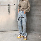 Wiaofellas Men's Jeans Hip Hop High Street Embroidery Jeans Men's Brand Loose Straight Y2k Retro Trousers