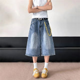 WIAOFELLAS  -  Fashion Men's Gradient Do Old Casual Denim Shorts Trendy 2025 Summer High-waisted Loose Wide Leg Short Pants Male
