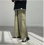 Wiaofellas  -  Men's Workwear Pants Straight Leg Loose Fit Faionable Japanese Sle Wide Leg Pants Hong Kong Sle Versatile Trendy Nine