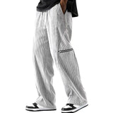 Wiaofellas  -  Spring Autumn Winter Men's Casual Pants Striped Corduroy Loose Fashion Cargo Straight Pants Fitness Sports Hip Hop Pants