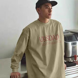 WIAOFELLAS  -  Heavy cotton Japanese street printed long-sleeved T-shirt for men in autumn loose and simple small neckline inner t-shirt