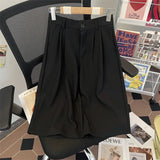 WIAOFELLAS  -  New Summer Men Fashion Solid Color Leisure Suit Shorts Men's Loose Wide-leg Shorts Male High Waist Pockets Short Pants K826