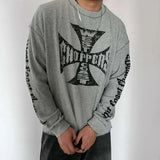 WIAOFELLAS  -  Mens Clothing Spring Fashion Casual Loose Long-Sleeved T-Shirt American Street Trend Printing Retro Hip-Hop Y2k T-Shirt Men