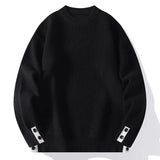 Wiaofellas  -  Trendy Cashmere Blend Fabric Sweater Warm Autumn Winter Wool Knitted Pullover Sweater With Cuff Button Design casual Tops