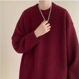 Wiaofellas  -  Outdoor Men's Japanese Style Thick Knit Sweater - Gray (7 Colors) S-2XL | Autumn Winter Loose Fit Retro Casual Warm