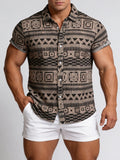 Wiaofellas  -  Men's Ethnic Style Short-Sleeve Floral Shirt, Summer Men's Short-Sleeve Floral Shirt