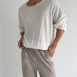 WIAOFELLAS  -  Mens T-Shirt Basic Casual Base T-Shirt Spring And Autumn Daily Pure Color All-Match Simple Thin Long Sleeve Top Men'S Clothing