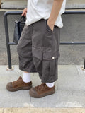 Wiaofellas  -  Summer New Men Loose Seven-point Cargo Pants Trendy Comfortable Breathable Casual Street Daily Trousers