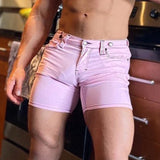 Wiaofellas  -  Summer Beach Sexy Mens Shorts Slim Fit Solid Color Buttoned Design Shorts Men New Fashion Tight Shorts Men's Streetwear Shorts