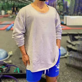 WIAOFELLAS  -  American Street Solid Color Round Neck Fitness Sports Long-Sleeved Tops Mens Loose Casual T-Shirt Training Running Base Layer