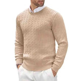 WIAOFELLAS  -  Men's Casual Sweater 2025 round Neck Long Sleeve Knitted Diamond Pattern Fashion Versatile Top