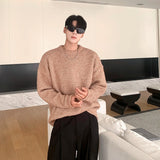 WIAOFELLAS  -  Winter Sweater Men Warm Solid Color Knitted Pullover Men Oversized Korean Loose Long Sleeved Sweater Mens Jumper Clothes