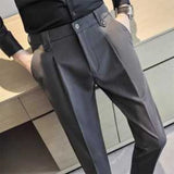 Wiaofellas  -  Men Elegant Gray Slim Fit Pants Formal Trousers For Business
