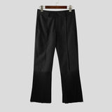 WIAOFELLAS  -  Men Pants Solid Color Button Pleated Casual Trousers Men Streetwear Loose Joggers Personality Fashion Male Flare Pants