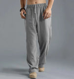WIAOFELLAS  -  Fashion Summer New Men's Cotton Linen Casual Pants Breathable Loose Trousers For Male Solid Elastic Waist Long Sweatpants S-5XL
