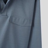 WIAOFELLAS  -  Men Shirt Solid Color Stand Collar Long Sleeve Loose Men Clothing Streetwear Korean Style Fashion Casual Shirts