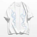 WIAOFELLAS  -  Men's Casual T-Shirt Fashionable Trendy Hip-Hop High Street Y2k Retro Snake Pattern Loose Cotton Top Spring And Summer