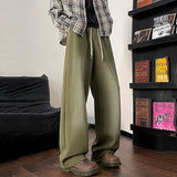 WIAOFELLAS  -  Gradient Color Men's Sweatpants Casual Drawstring Loose Straight Korean Style Wide Leg Elastic Waist Male Bottom