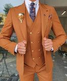 WIAOFELLAS  -  New Solid Color Men's Suit Peak Lapel Slim Fit Casual Set Groom Tailor Made Three Pieces (Blazer+Pants+Vest)