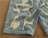 WIAOFELLAS  -  Ripped hole plankton handsome high street trend denim shorts men summer everything to do old washed pants five quarter pants
