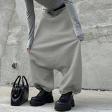 Wiaofellas  -  Men Pants Solid Color Elastic Waist Joggers Loose Trousers Men Streetwear Fashion Casual Male Drop-crotch Pants S-5XL