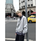 WIAOFELLAS  -  Men's Spring Autumn New Korean Style Fake Two-Piece Shirt Collar Spliced Hoodie High-End Sense Loose Long Sleeve Trendy