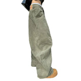 WIAOFELLAS  -  Retro Straight Leg Casual Pants High Street Wide Leg Men's Style Spring Autumn Design Loose American Green Trousers for Men And