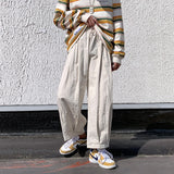 Wiaofellas  -  Loose Straight Leg Casual Pants Men's Autumn Faion Brand INS Trendy Nine Points Loose Wide Leg Pants Harajuku Sle Streetwear