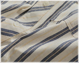 WIAOFELLAS  -  Vintage fashion striped short-sleeved shirt men's top Vintage loom cotton patchwork fabric summer cargo shirt