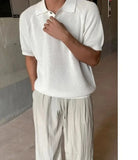 WIAOFELLAS  -  Cooling Polo Shirt Men 3D Honeycomb Knit Tech Breathable Fabric Oversized Collar Streetwear Essentials