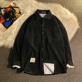 WIAOFELLAS  -  Autumn New Thickened Long Sleeved Shirt Korean Fashion Loose Men's Wear