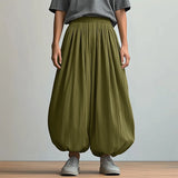 WIAOFELLAS  -  Men Pants Solid Color Elastic Waist Loose Wide Leg Trousers Men Streetwear 2025 Joggers Fashion Casual Long Pants S-5XL