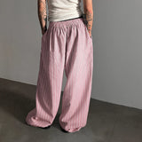 WIAOFELLAS  -  Men Striped Pants Joggers Elastic Waist Oversize Casual Wide Leg Trousers Men Streetwear 2025 Fashion Male Long Pants