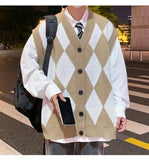 WIAOFELLAS  -  New Autumn Winter Fashion Trend Casual Vneck Cardigan Vest For Men Highquality Korean Version Loose Comfortable Versatile Jacket