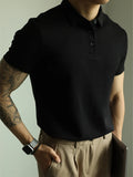 WIAOFELLAS  -  Fashionable Mens Slim Fit Polo Shirts Short Sleeve Button Turn-down Collar Polo Shirt Spring Summer Casual Men Solid Color Polos