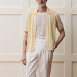 WIAOFELLAS  -  Summer New Knitted Polo Shirt For Men Lapel Casual Hollow Striped Splicing Color Tees Shirts Business Knit Cardigan Men Clothing