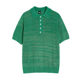 WIAOFELLAS  -  Mens Knit Polo Shirt Textured Weave Hollow Korean Niche Summer Short Sleeve Top Breathable Thin Relaxed Fit lapel Daily Mens Top