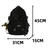 WIAOFELLAS  -  Unisex School Backpack Black Nylon Anti Theft Large Students Laptop Rucksack Sweethearts Casual Travel Chic Korean Mochilas