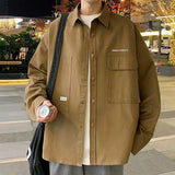 WIAOFELLAS  -  Jacket Men's Trendy Japanese Loose Shirt Collar Workwear Men's Trendy Casual Jacket