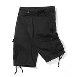 WIAOFELLAS  -  Summer Cargo Shorts Men Cotton Solid Multi Pockets Straight Safari Style Casual Shorts Male Sports Jogging Knee Length Trousers