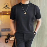 WIAOFELLAS  -  69% Cotton Stretch Men's T-Shirt - Breathable Modern Fit with Vertical Seam Detail, Timeless Casual Top for Everyday Comfort