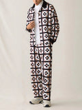 WIAOFELLAS  -  Trendy Mens Loose Two Piece Suits Vintage Pattern Printed Long Sleeve Shirt And Pants Sets Men Spring Autumn Casual Outfits