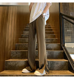 WIAOFELLAS  -  Brown Black Baggy Suit Pants Men Fashion Social Mens Dress Pants Korean Loose Straight Flared Pants Mens Office Formal Trousers