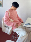 WIAOFELLAS  -  New Winter Men's Sweaters Casual Round Collar Hemp Pattern Knitting Tops Thickened Pullover Male Loose Tops Niche