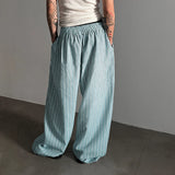 WIAOFELLAS  -  Men Striped Pants Joggers Elastic Waist Oversize Casual Wide Leg Trousers Men Streetwear 2025 Fashion Male Long Pants