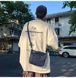 WIAOFELLAS  -  Personality washed denim bag men's new shoulder bag simple Joker Messenger bag fashion sports mobile phone bag