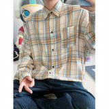 Wiaofellas  -  New Arrival Mens Plaid Shirt Long Sleeve Casual Shirts Dress Shirt Classic Shirts Tops Blouse Male Clothes Outerwear
