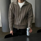 WIAOFELLAS  -  New autumn and winter thick knitted sweater versatile cardigan sweater loose American men's Korean jacket trendy