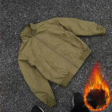 WIAOFELLAS  -  Autumn Winter Preppy Style Zipper Pockets Lantern Long Sleeve Men's Clothing High-neck Cardigan Solid Color Coats Jackets Tops