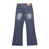 WIAOFELLAS  -  Mens Jeans Washed Flame Embroidered Micro Flared Pants Autumn Casual American Streetwear Cp Company Baggy Pants Men's Clothing